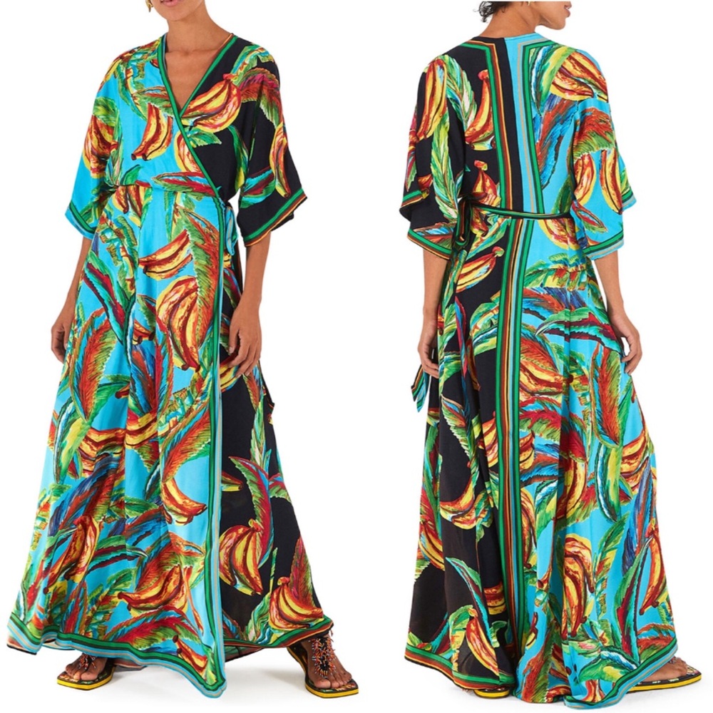 Farm Rio XL Banana wrap dress